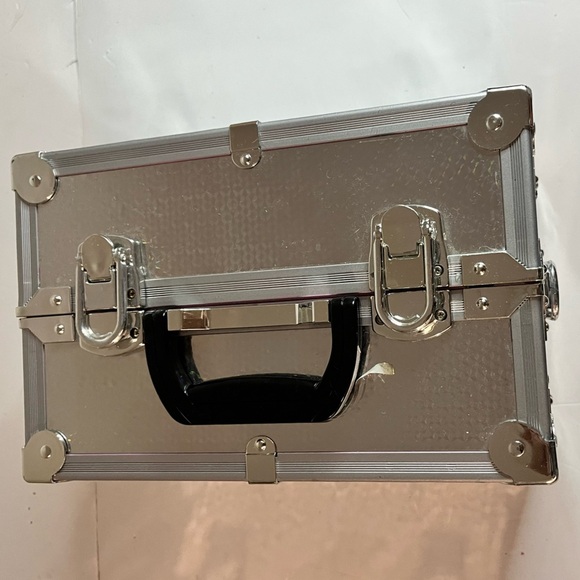 Pink & Silver Makeup Train Case with Multiple Compartments – Portable Organizer - Picture 9 of 16